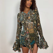 Vintage Mesh Tunic with Embellished Collar (S/M)