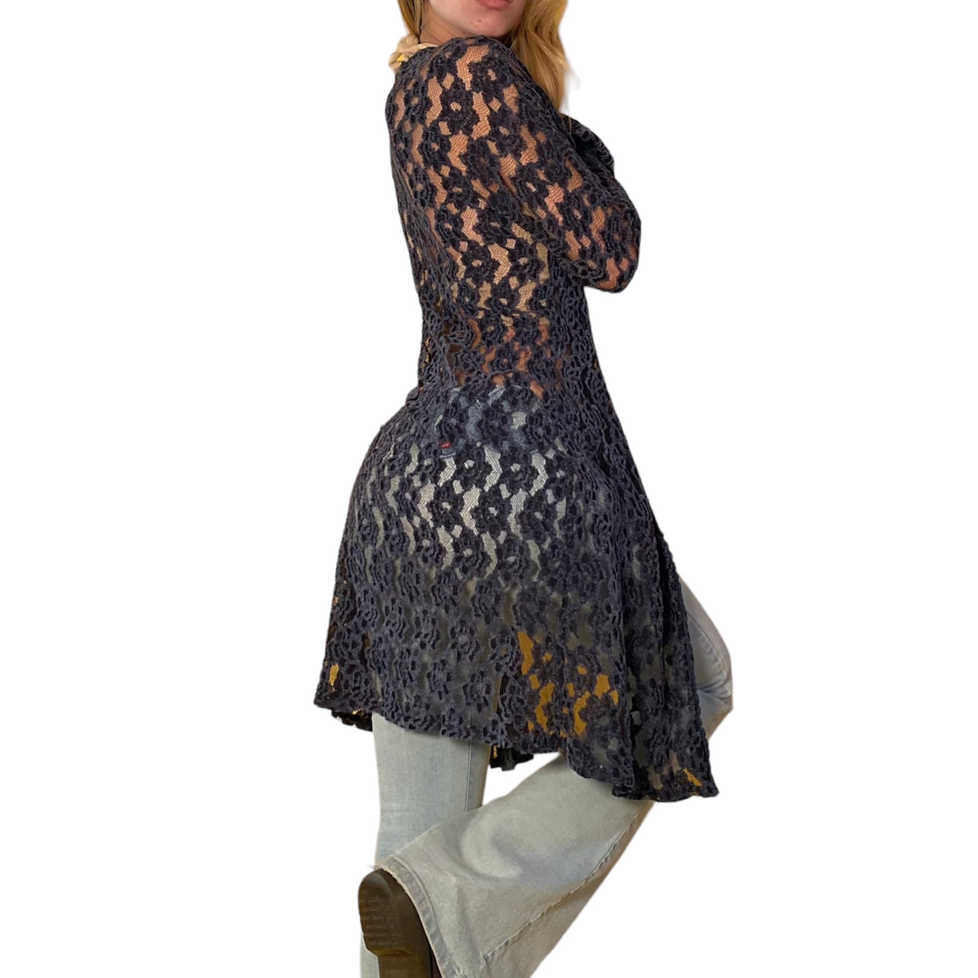 90’s Navy Lace Cardigan (M)