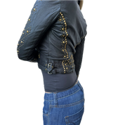 Vintage Italian Leather Cropped Studded Jacket (XS)