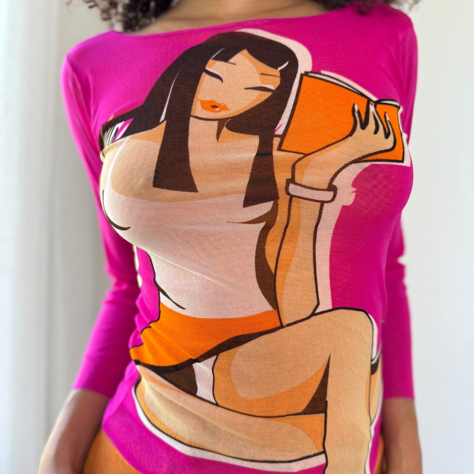 Vintage French Mesh Graphic Top (S)