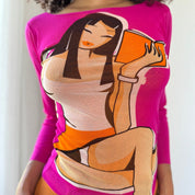 Vintage French Mesh Graphic Top (S)