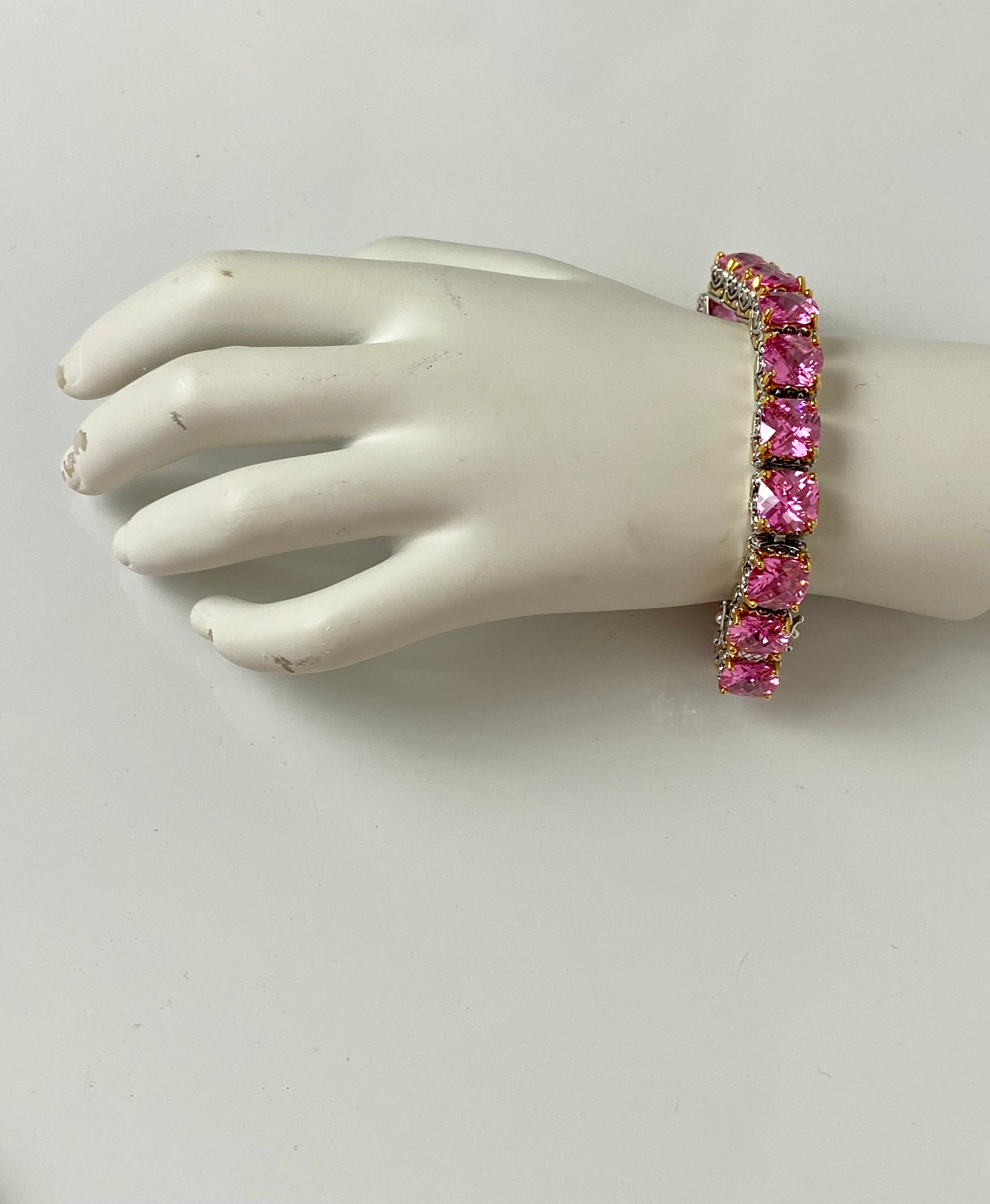 Square pink diamond cut in a beautiful frame bracelet