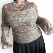 Y2K NOBO boho milkmaid top (M/L)