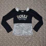 Y2K Layered Sequin Graphic Zebra Top (M)