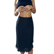 90s black asymmetric midi skirt (XS/S)