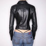 Y2K Sexy Black Leather Moto Jacket (XS)