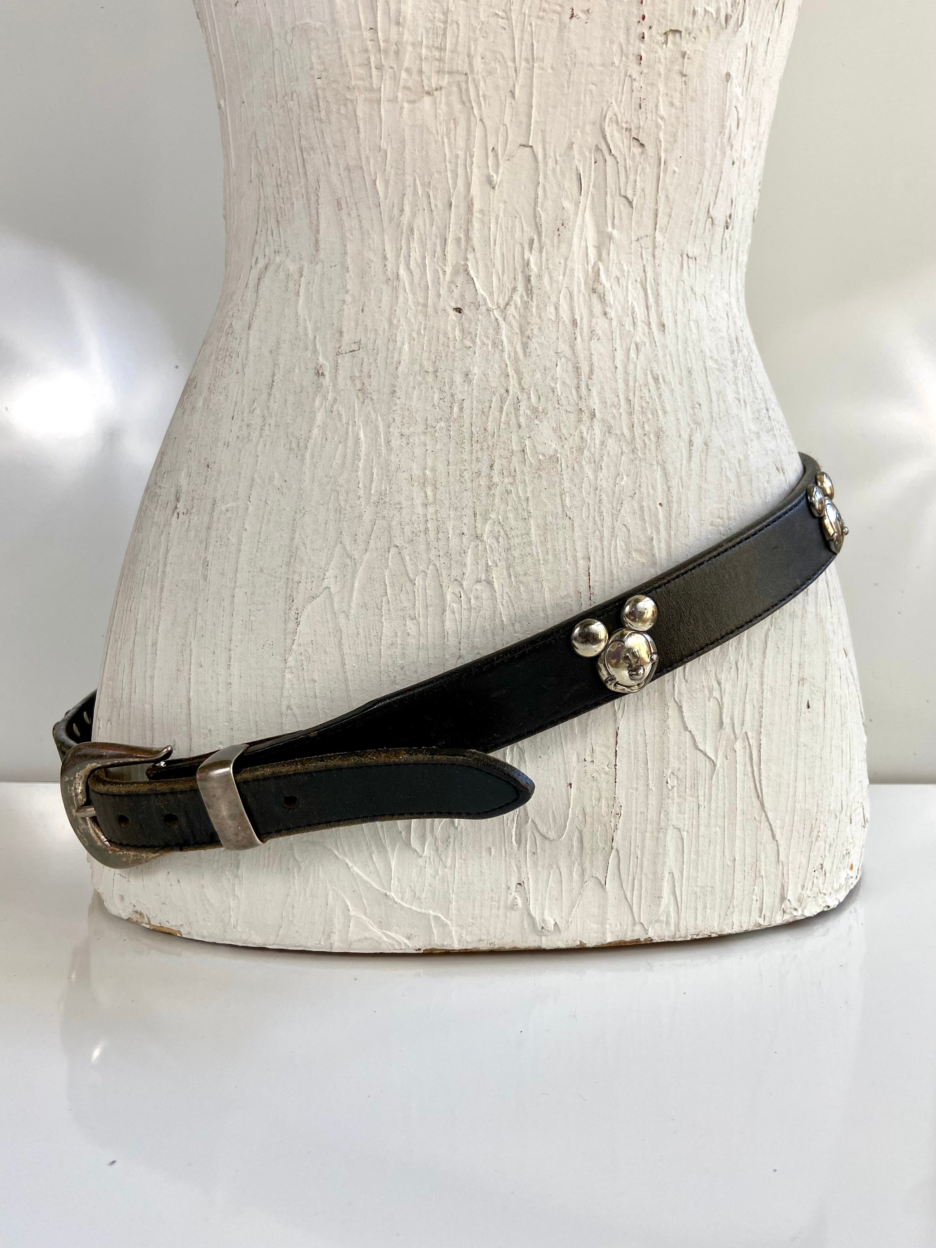 Vintage 92 Brighton Mickey & Co Disney Belt Black Leather Solid Brass