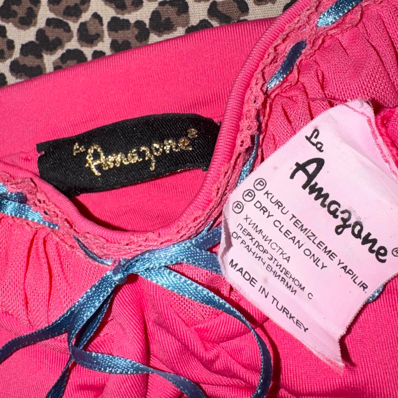 Dainty Euro Vintage Pink & Blue Halter Top (M)