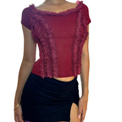 Italian sheer mesh fitted blouse (S/M)