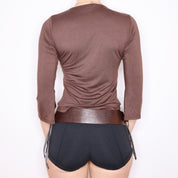 Y2K French Brown Asymmetrical Top (S/M)