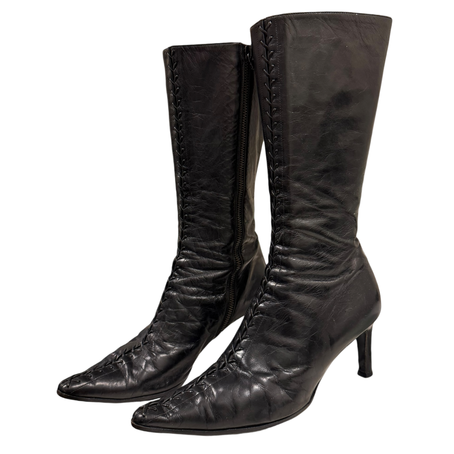 Italian Leather Heeled Boots (10.5)