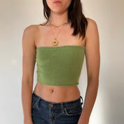 Y2K Cashmere Matcha Tube Top (S)