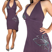 Vintage Embellished Silk Halter Dress (XS)
