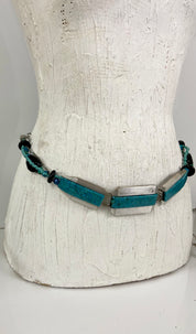 BLUE AND SILVER PLATE CHUNKY TURQUOISE belt