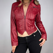 2000s Cherry Leather Moto Jacket (S)