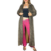 90s Fuzzy Leopard Duster Coat (L)