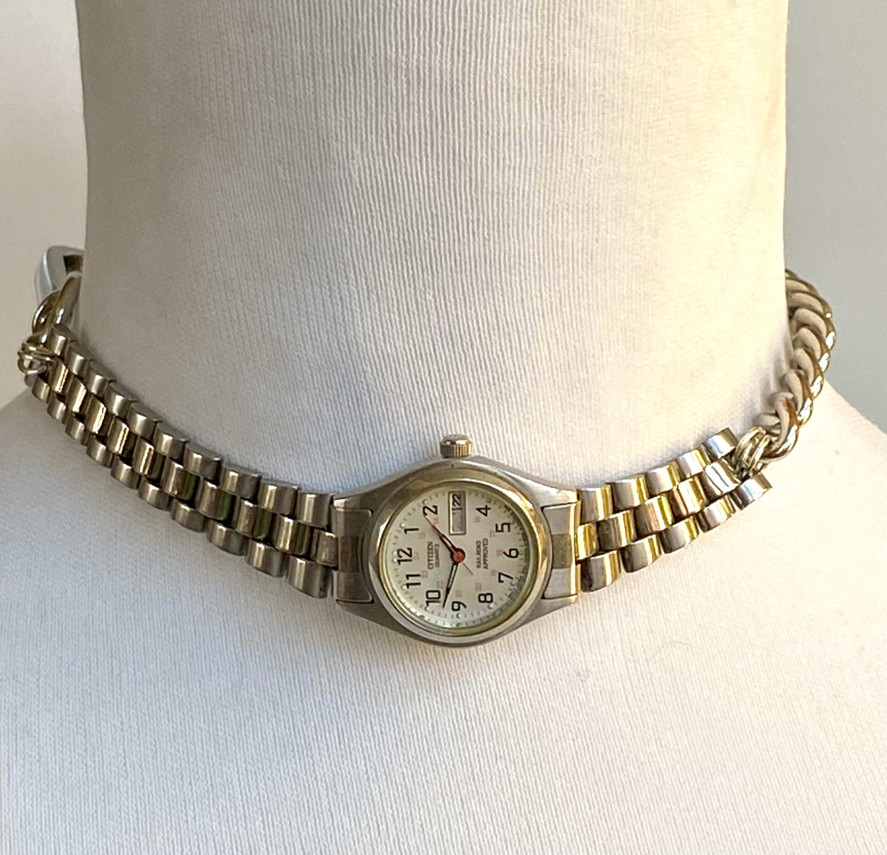 Silver watch choker
