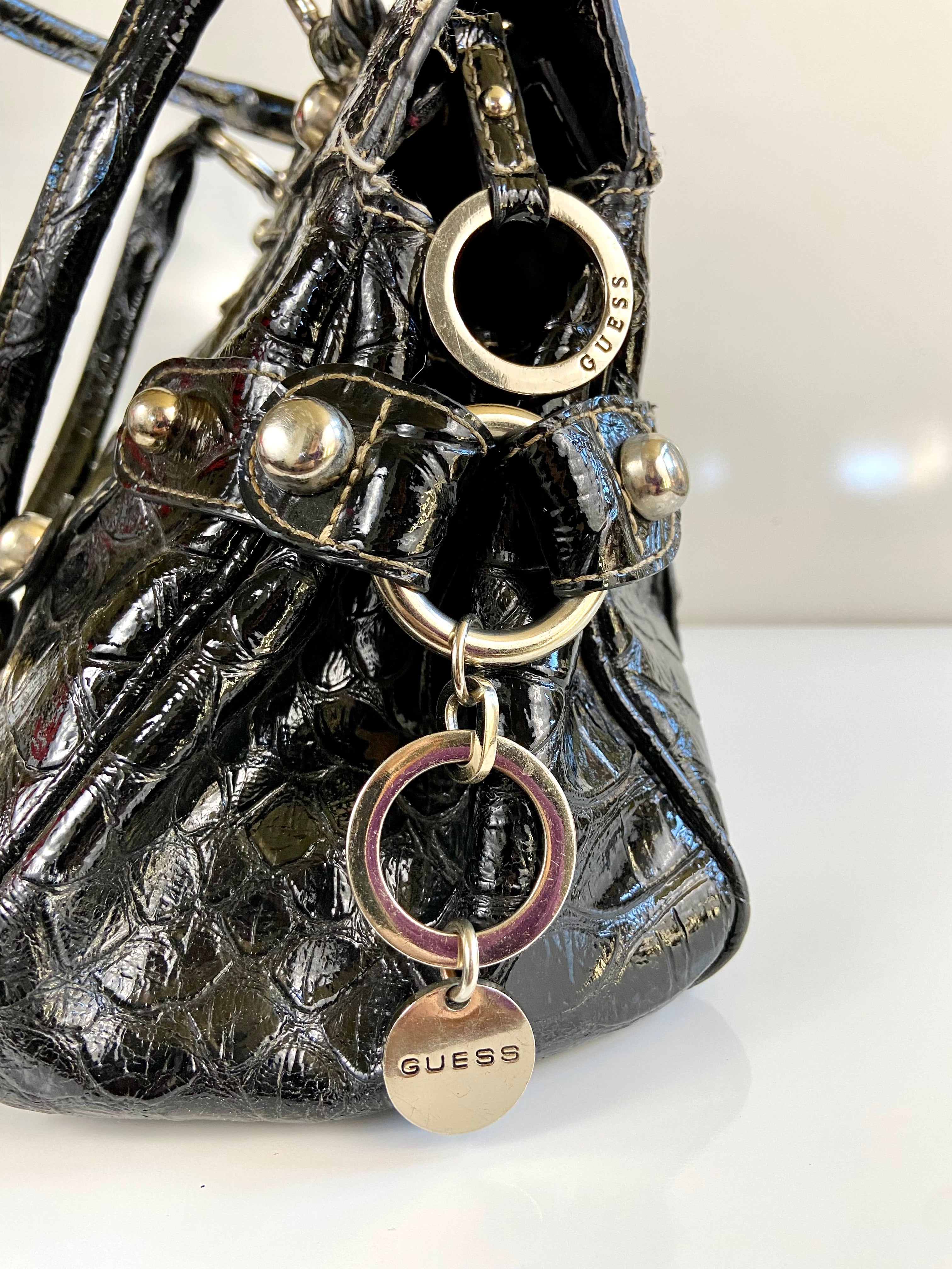 GUESS Y2K Black Crocodile Print Purse