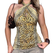 Caché Animal Print Halter Top (S)