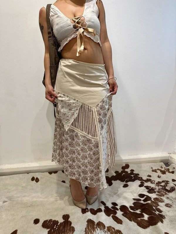 Vintage European Milkmaid Coquette Sheer Maxi Skirt (S)