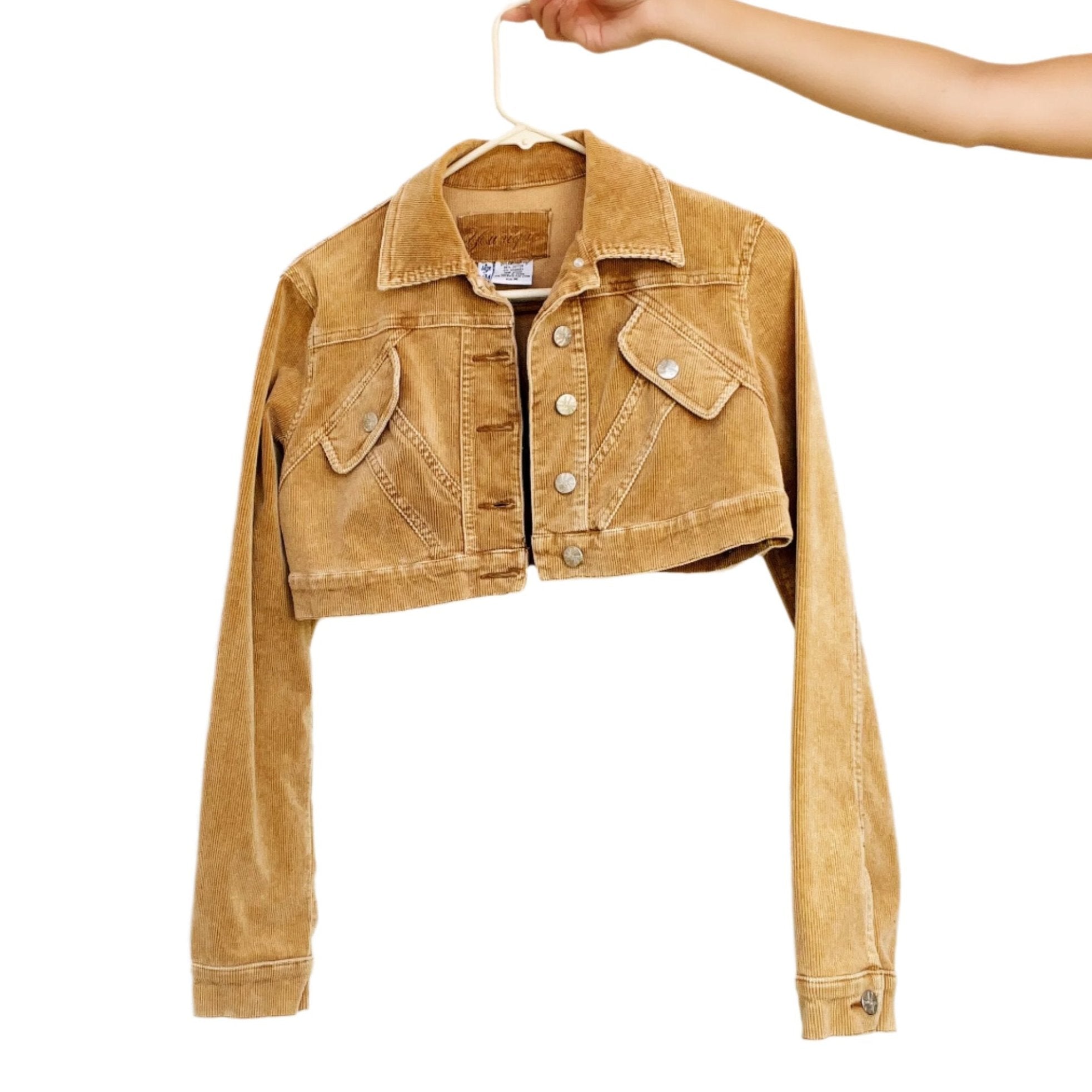 Tan Cropped Corduroy Jacket (S/M)