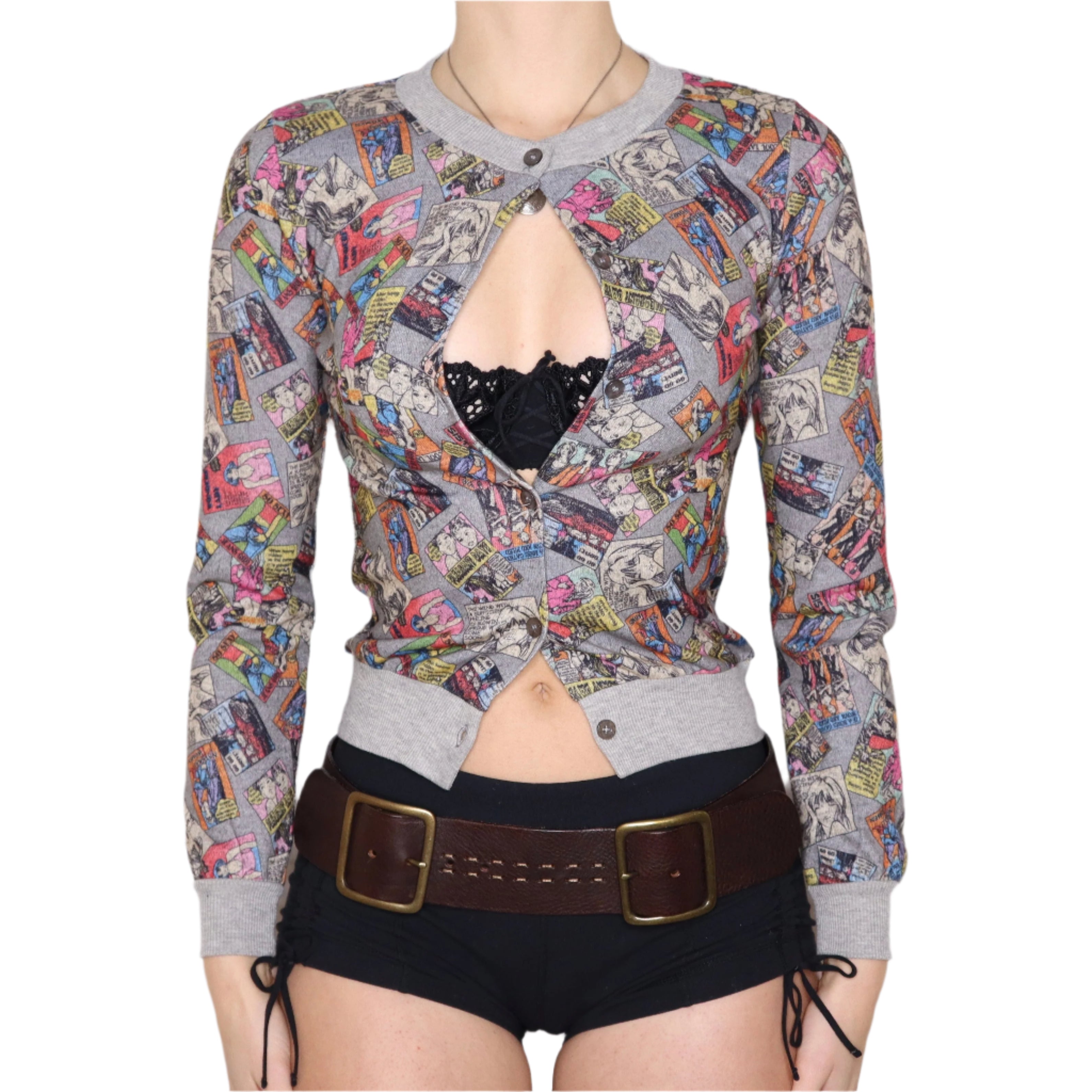 Y2K Comic Strip Cardigan (XS)