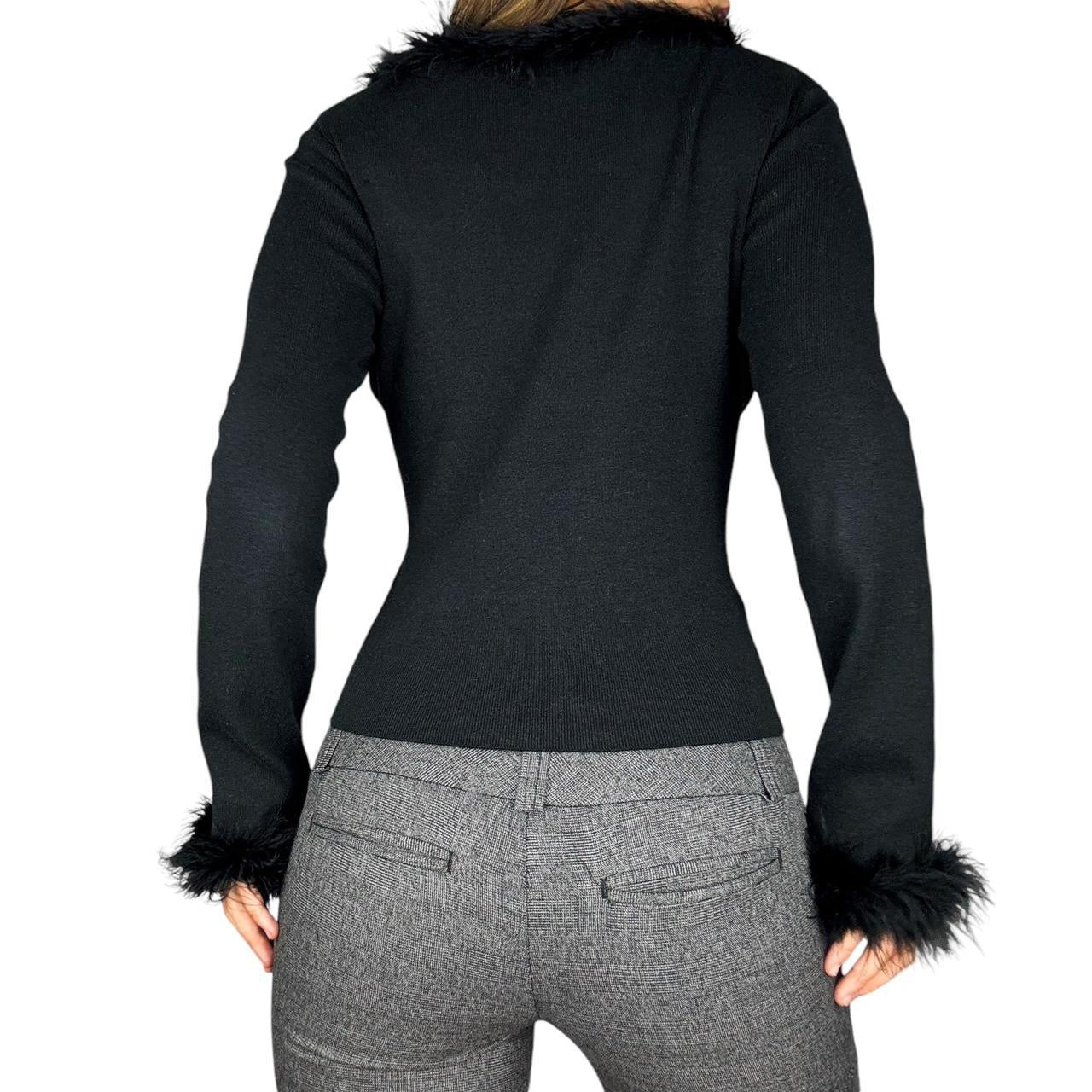 90s Feather Trim Long Sleeve Knit (L/XL)