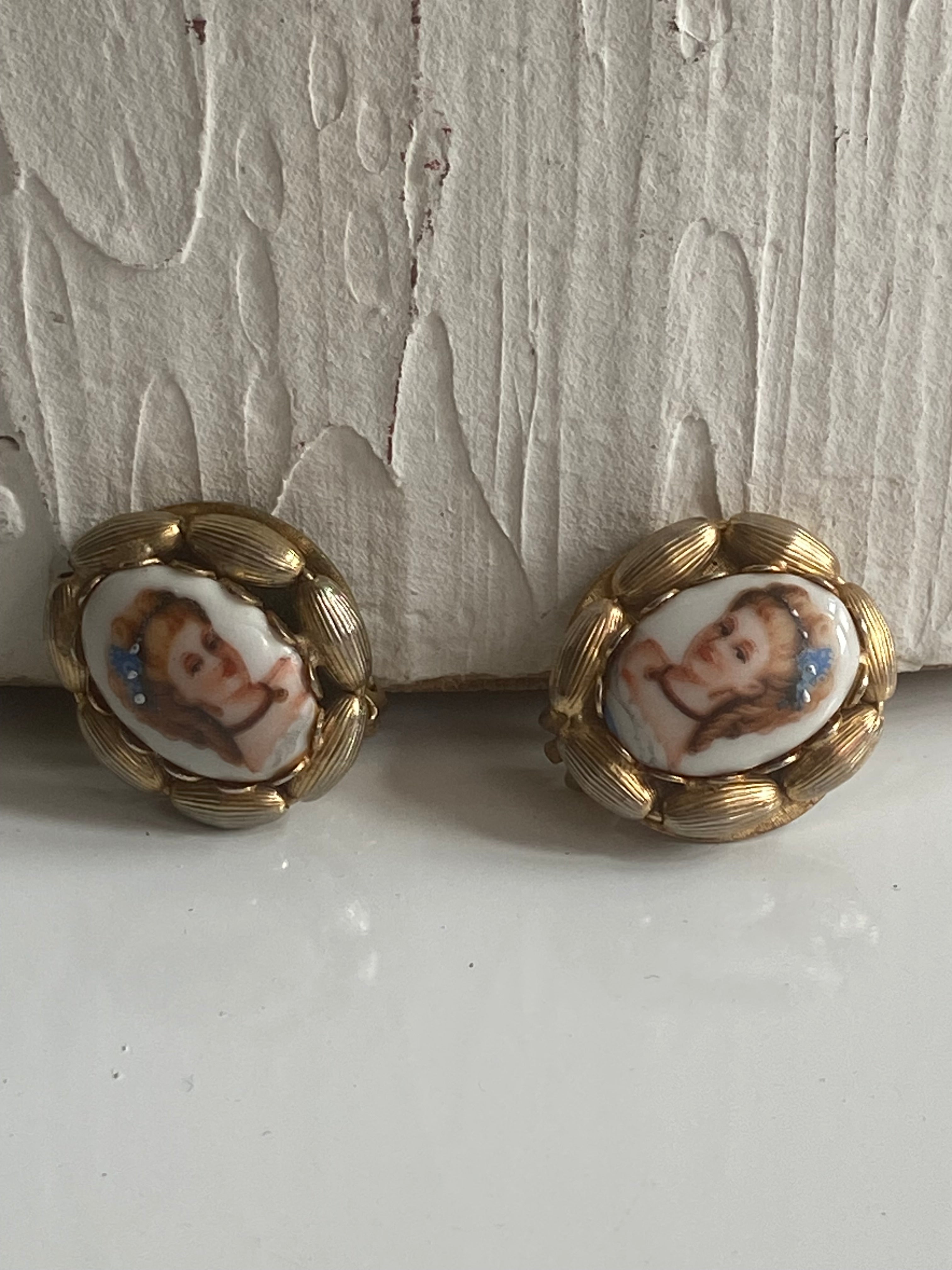 Vintage hand painted enamel Victorian style