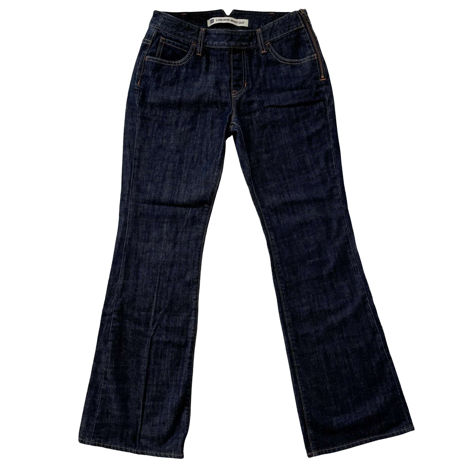 Y2K Side Zip Jeans - Dark Blue Wash (S)