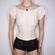 Y2K ARMANI EXCHANGE Cream Knit Top (S)