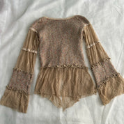 Zone Bleue Cream Rosette Cardigan (S/M)