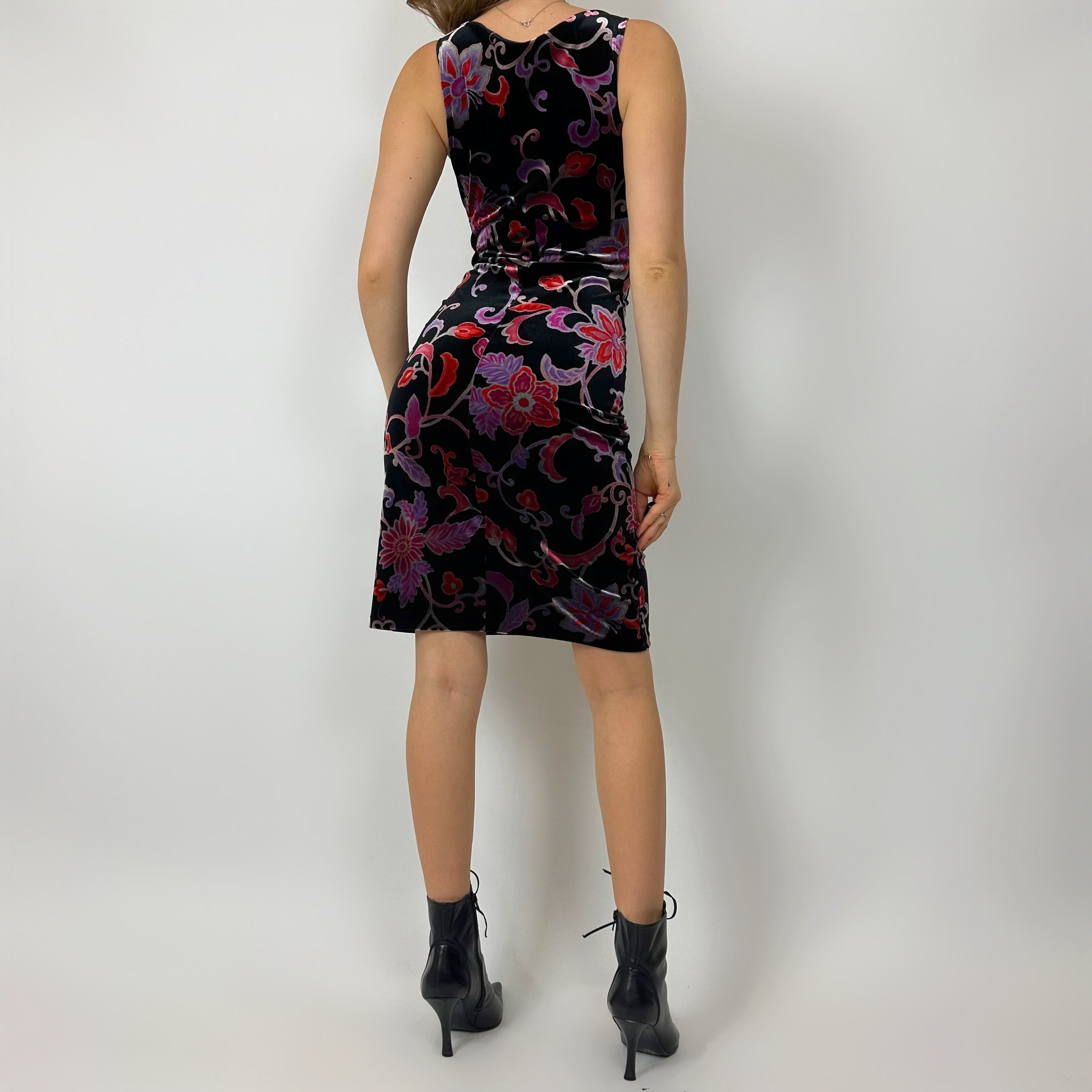 90s Burgundy Velvet Cowl Neck Dress (XS/S)