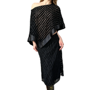 Vintage Striped Silk Poncho & Skirt Set (M)