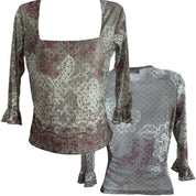Y2K square neck mesh top (S)