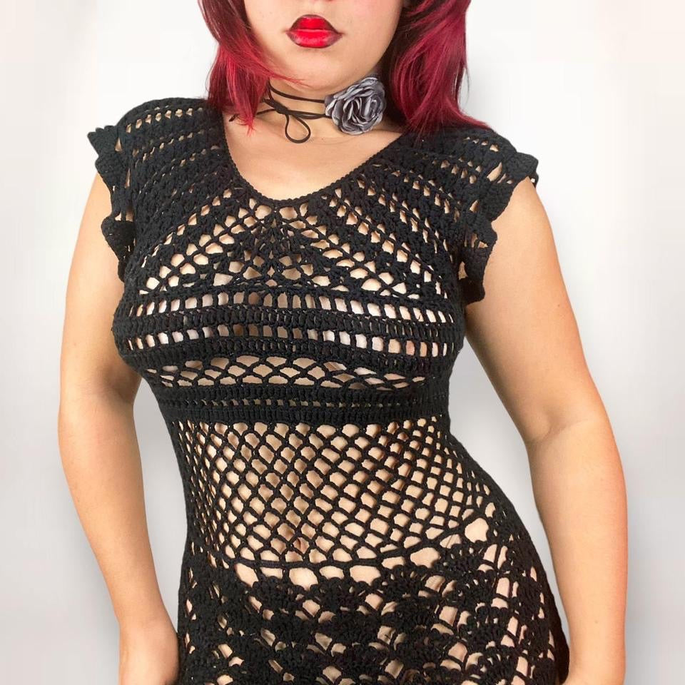 2000s Crochet Mini Dress (S-M)