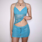 Y2K Blue Crochet Matching Set (S/M)