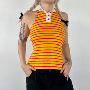 Vintage Striped Polo Halter Top (XS)