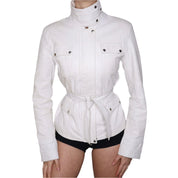 Y2K Italian White Leather Jacket (M)