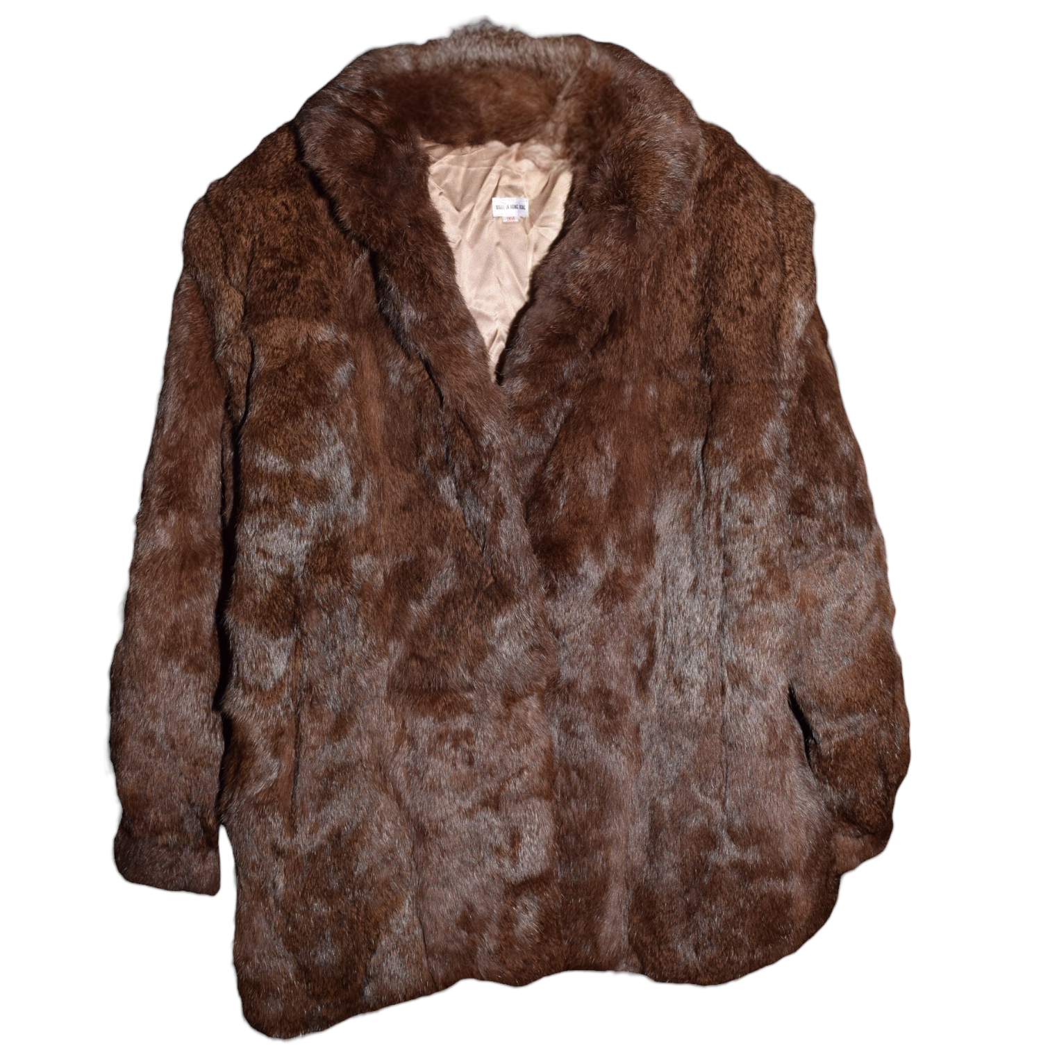 Genuine Rabbit Fur Brown Vintage Coat (XL)