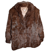 Genuine Rabbit Fur Brown Vintage Coat (XL)