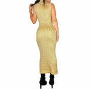 90s Golden Cable Knit Maxi Dress (S/M)