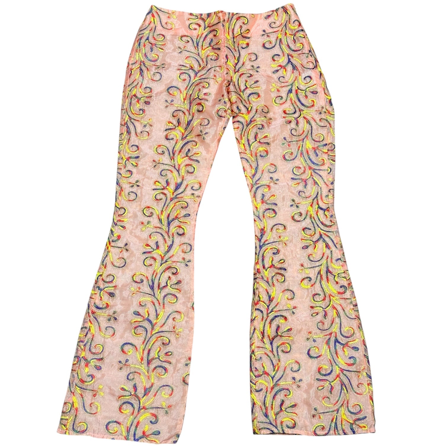 Vintage JNCO peach & rainbow low rise flares (S)