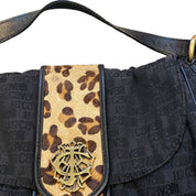 Vintage Just Cavalli Black Leopard Print Shoulder Bag