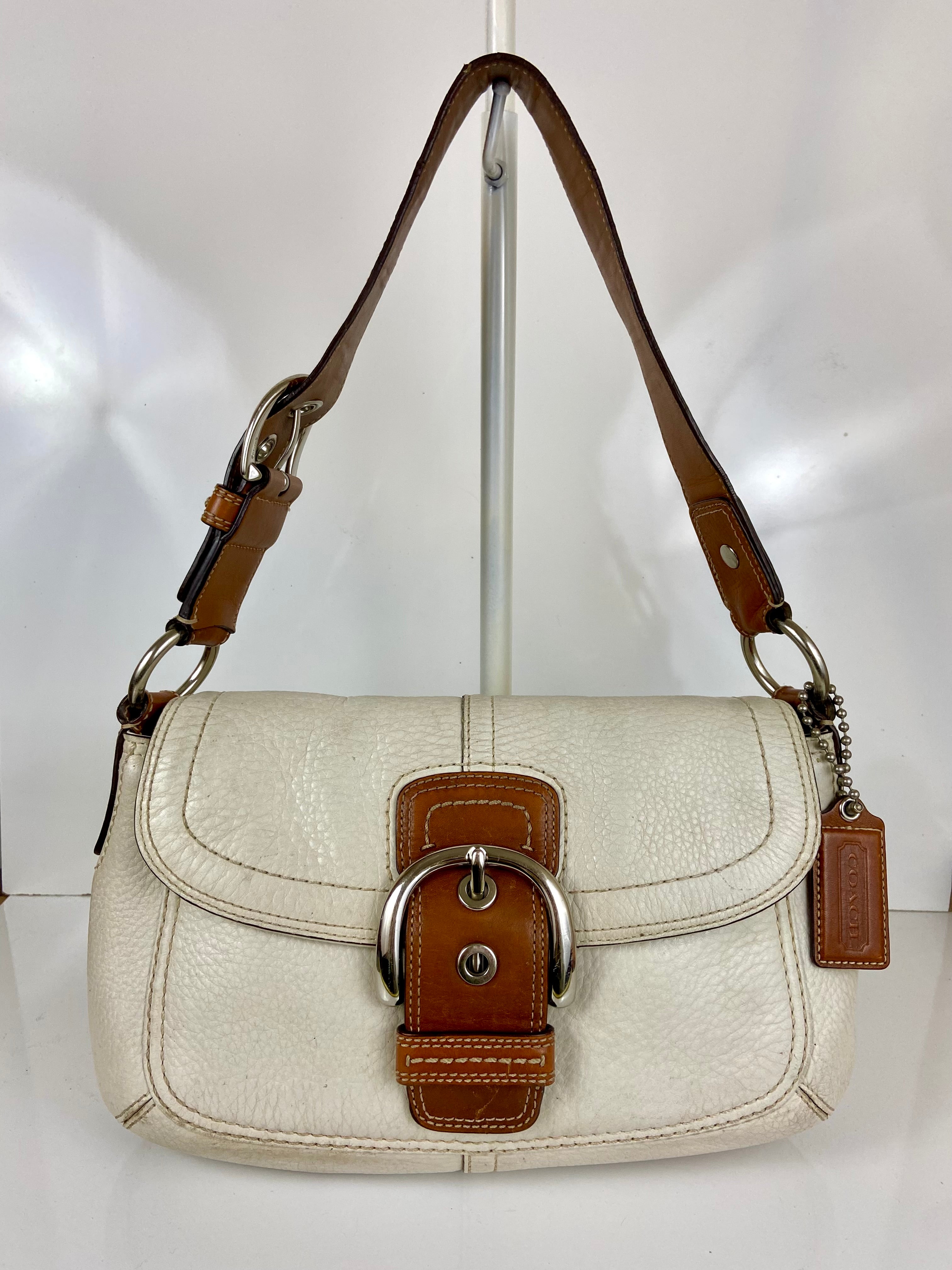 Coach Hampton Soho Satchel Purse Ivory Saddle Leather F10192