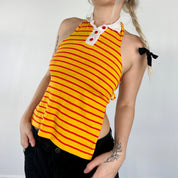 Vintage Striped Polo Halter Top (XS)