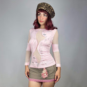 Vintage Mesh Cutout Graphic Long Sleeve (M)