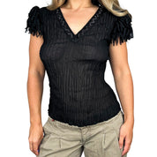 Embellished Ruffle Sleeve Top (L)