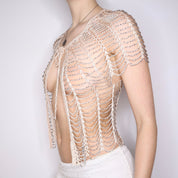 Y2K Beaded Crochet Shrug (S/M)