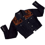 90s guess velvet panel denim jacket (S/M)