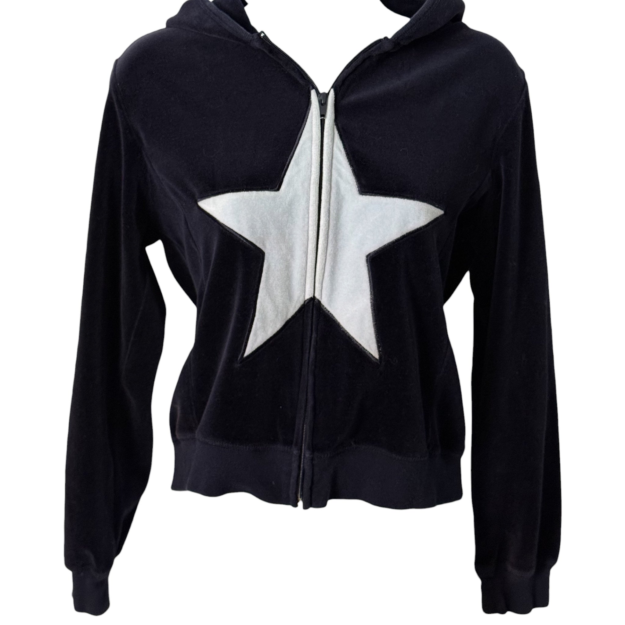 Y2K velour star zip up hoodie (S/M)